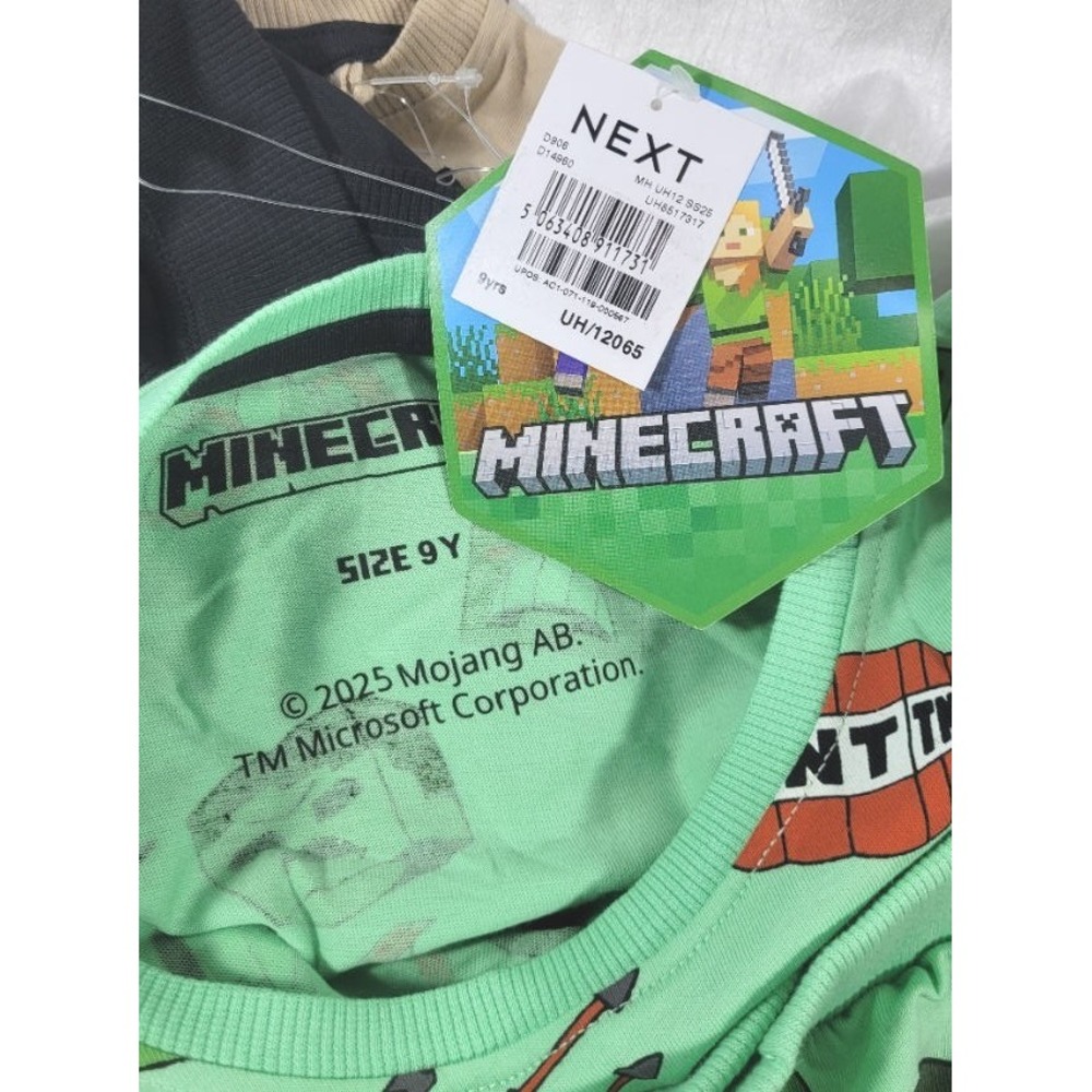 Next Minecraft Boy's 5pc 100% Cotton Pajama Shirts & Shorts - Size 9 Years - Picture 4 of 4